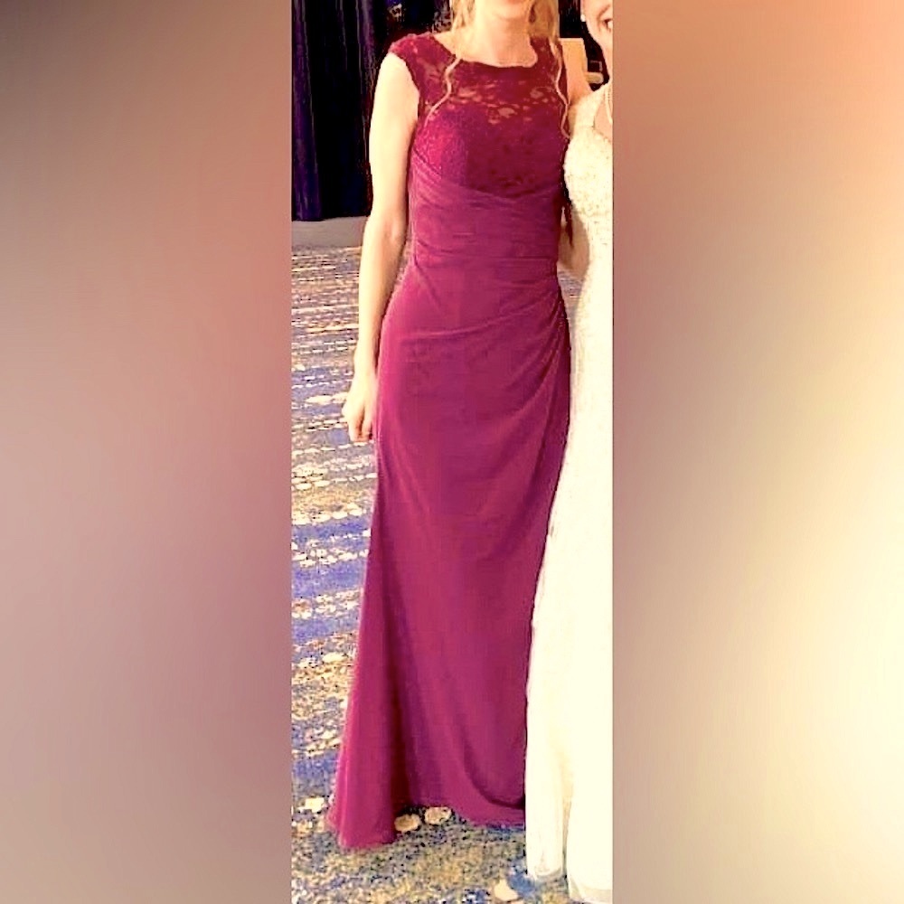 Mori lee style 105 Floor Length Lace and Chiffon in Purple Size 6